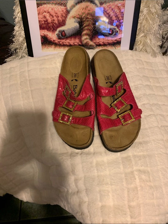 Betula By Birkenstock Shoes - Bright Pink Women's Slide Sandals with Buckle Details